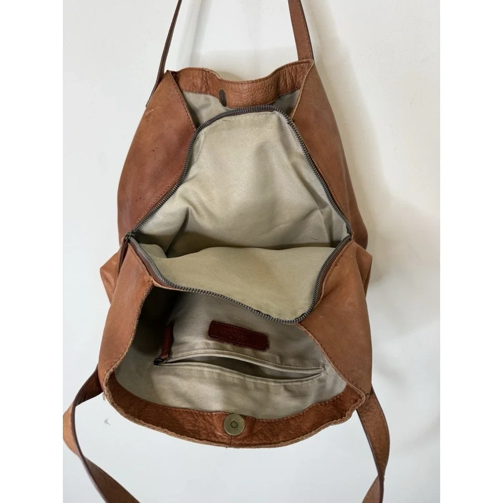 American Leather Liberty Shopper Hobo Shoulder Bag Tote Purse Pebbled Double